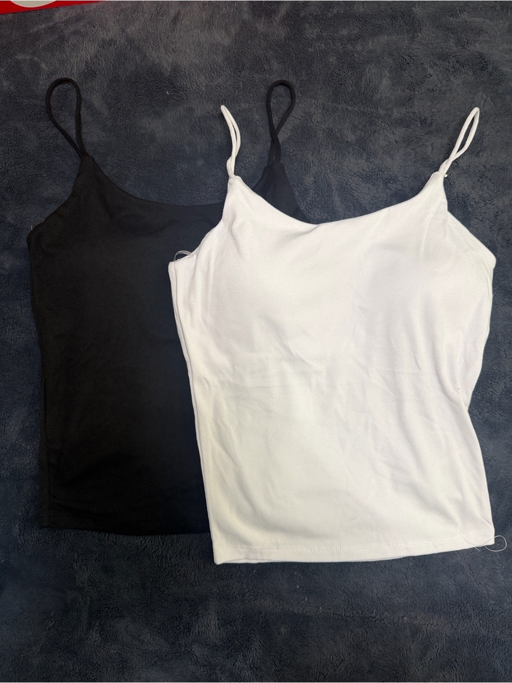Women's Black & White Spaghetti Strap padded Tank Top Set